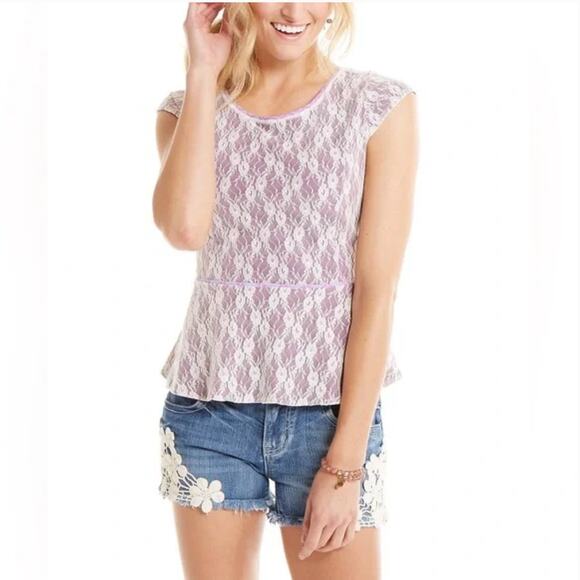 Matilda Jane Pippenger Peplum Purple Lace Top - Size Small - Picture 1 of 6